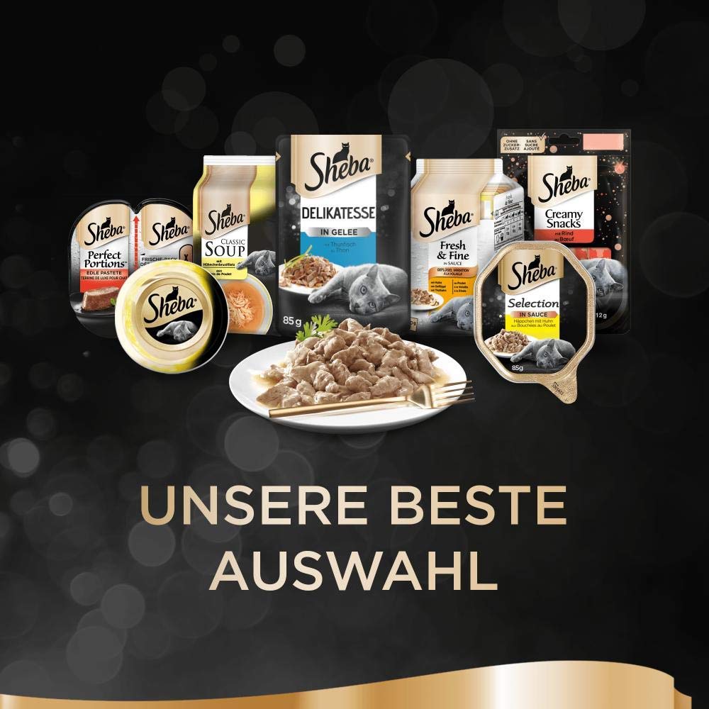 Sheba Katzennassfutter Selection in Sauce, 40 Portionsbeutel, 40x85g (1 Großpackung) – Katzenfutter nass, Geflügel Variation mit Ente, Huhn, Geflügel und Truthahn