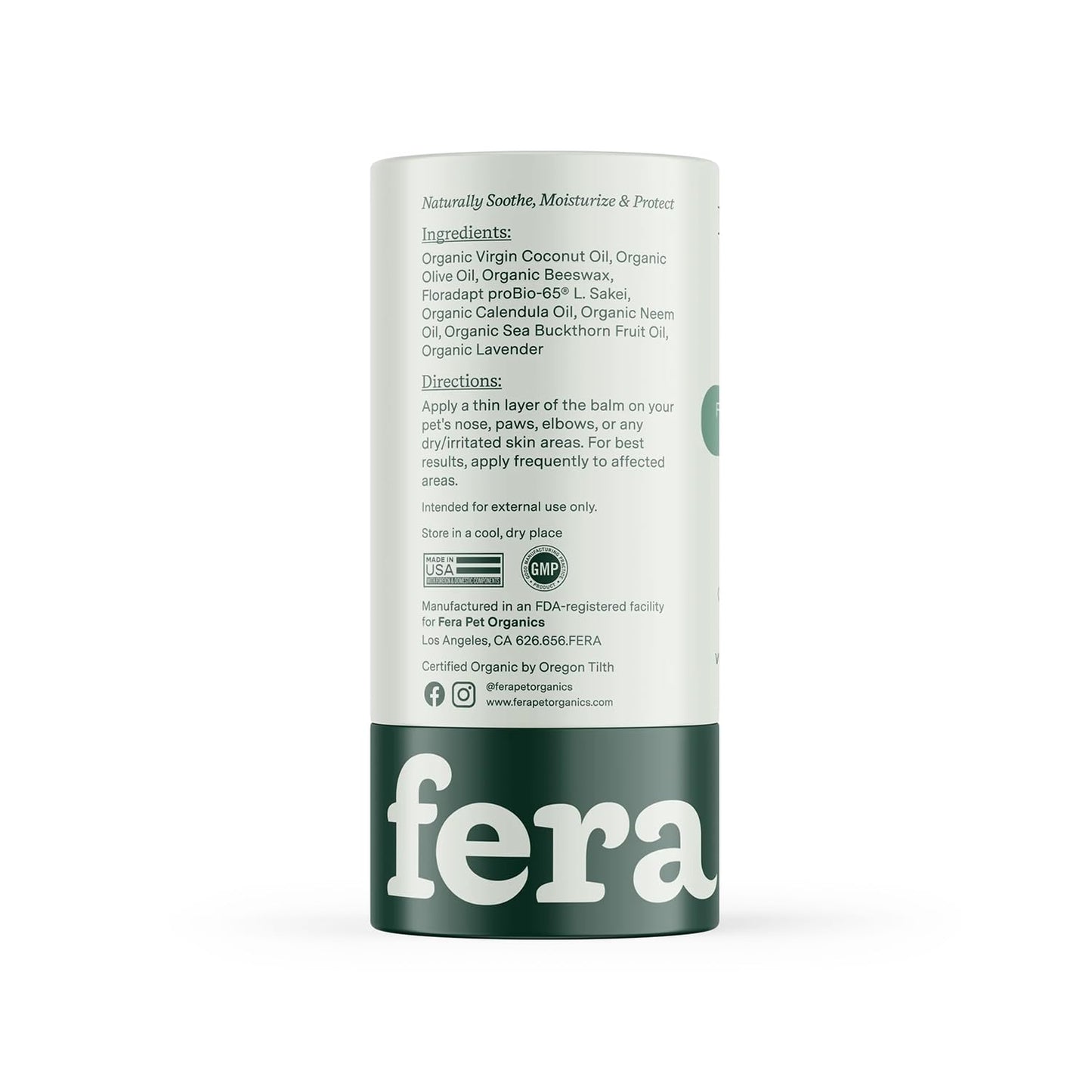 Fera Pet Organics Paw Biome Pet Balm for Dogs and Cats, Vet Created, Relief and Nourishment for Nose Paws Elbows & Skin with Organic Beeswax Neem Oil Lavender Calendula and Lactobacillus Sakei 2 Oz