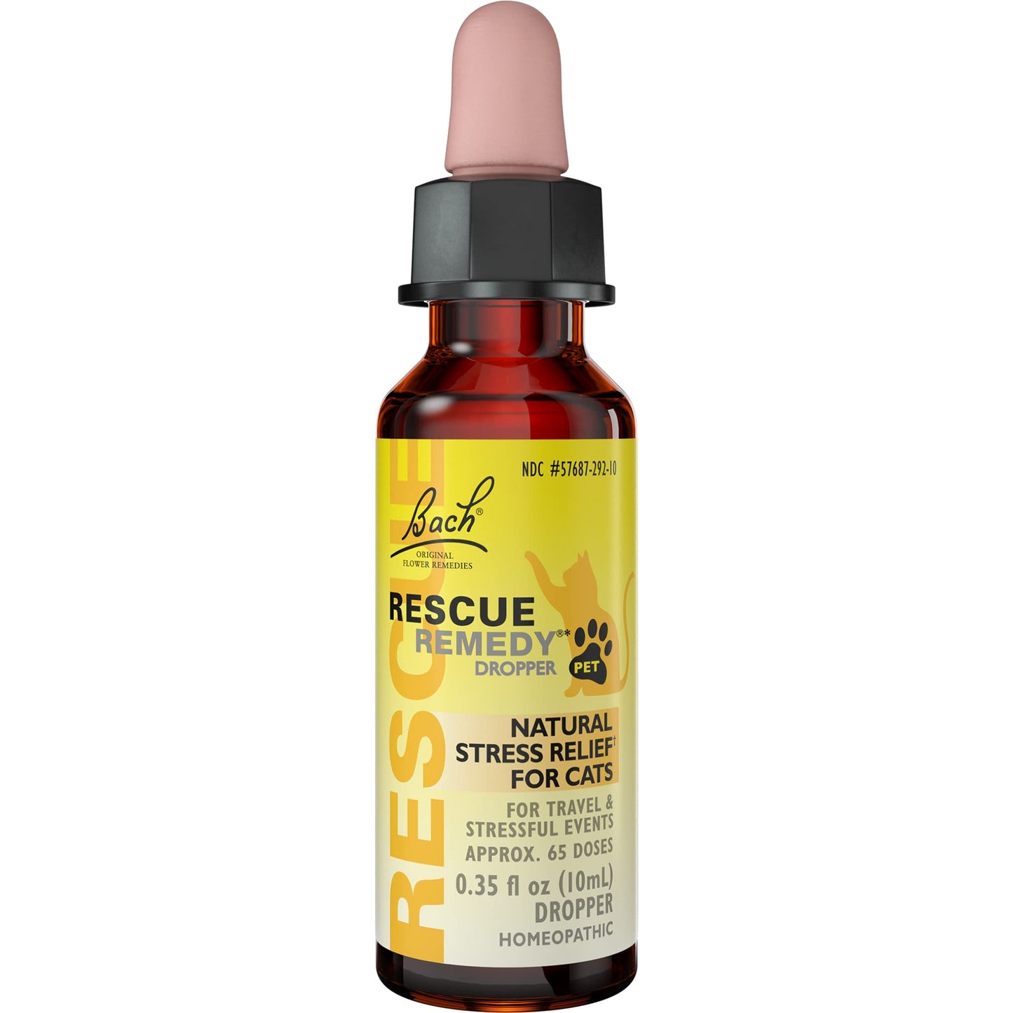 Bach RESCUE REMEDY PET for Cats 10mL, Natural Calming Drops, Stress Relief for Cats & Kittens Caused by Loud Noises, Travel, New Pets & People, Homeopathic Flower Remedy