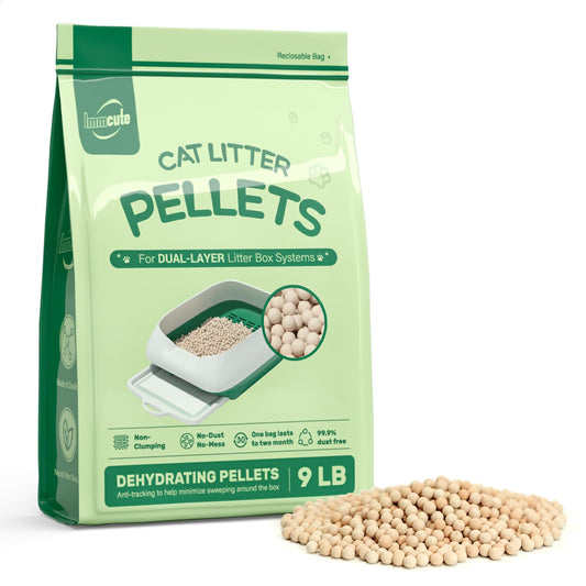 Cat Litter Pellets 9 lbs, Generic Litter Pellets Refills Exclusively for Dual-Layer Litter Box Systems, Dehydrating Pellets, Zeolite, Long-Lasting Odor Control Non-climping Litter, Not Low-Tracking