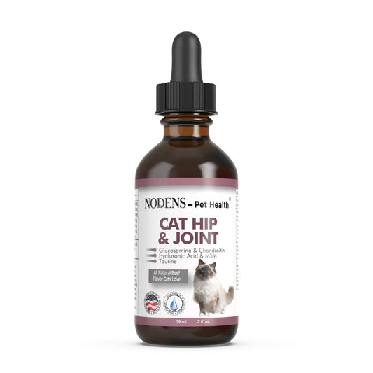 NODENS CAT Hip and Joint Glucosamine for Cats with Chondroitin - Cat Pain Relief from Inflammation - Cat Joint Supplement for Improved Joint Flexibility - Natural Liquid cat Health Supplies 59ml