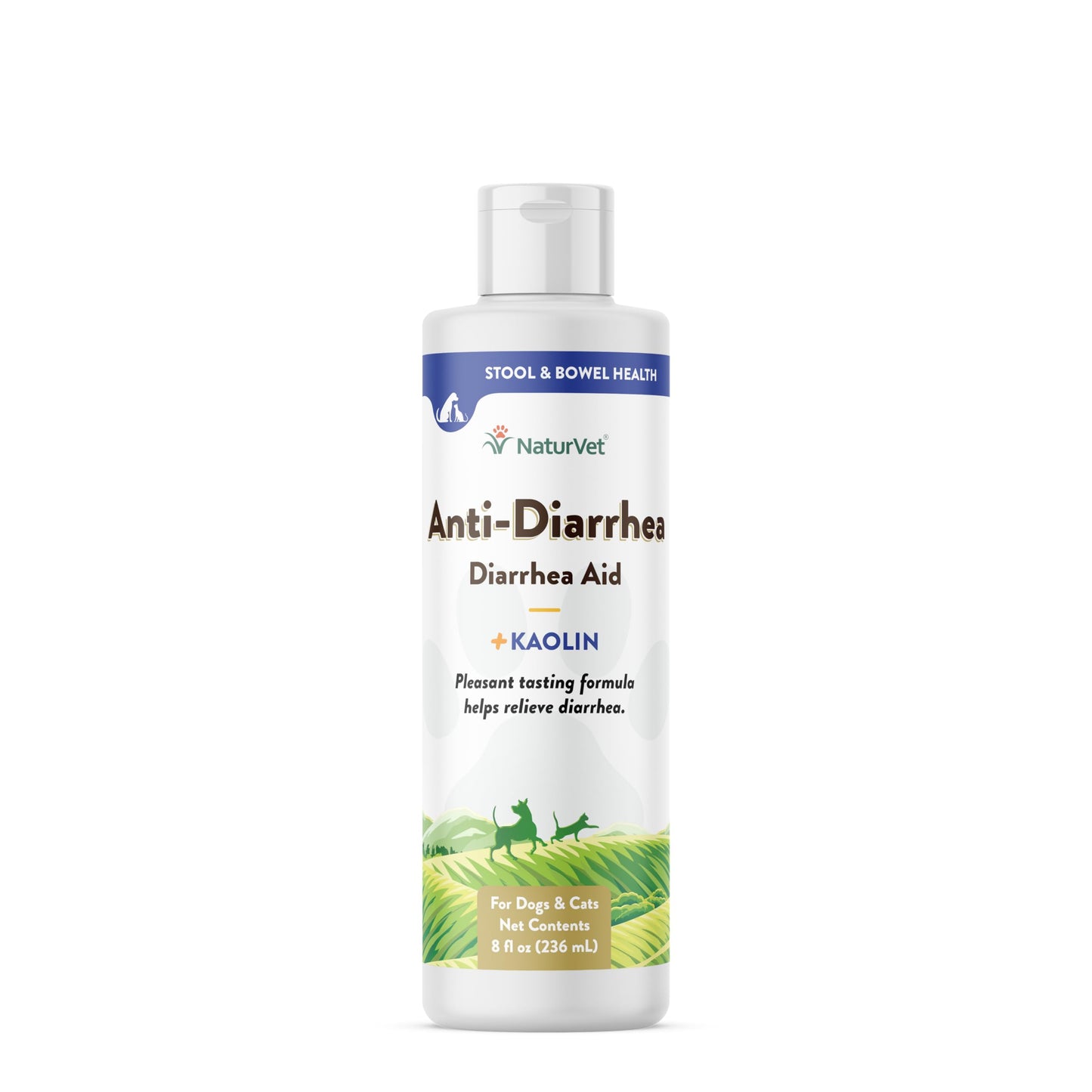 NaturVet Anti-Diarrhea Liquid Pet Supplement Plus Kaolin – Helps Alleviate Discomfort, Cramping, Irritation from Diarrhea for Dogs, Cats – Great Taste – 8 Oz.