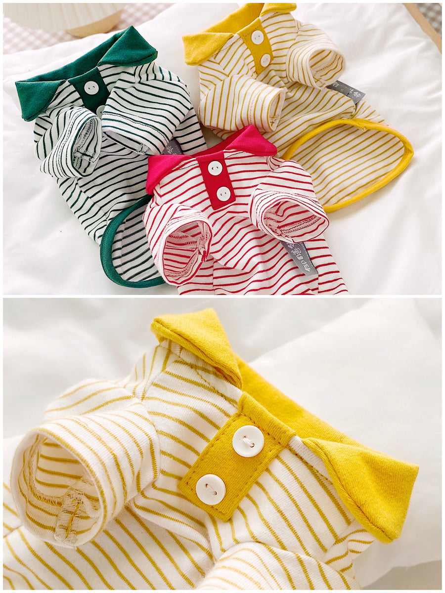 Cute Striped Polo Shirt Cat Clothes