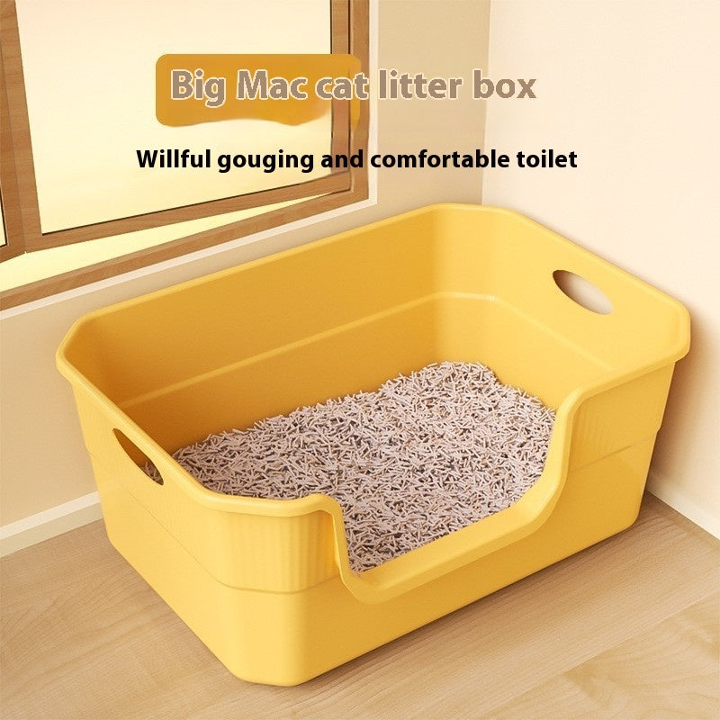 Oversized Splash-proof Cat Litter Box Oversized Open Semi-closed Cat Toilet