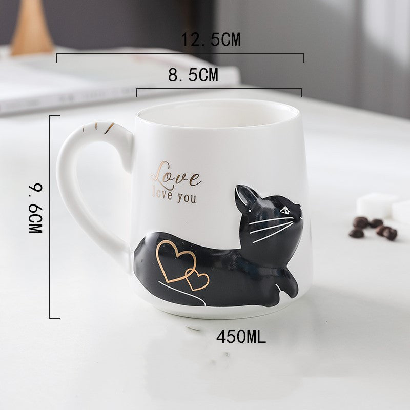 Three-dimensional Relief Cat Ceramic Mug