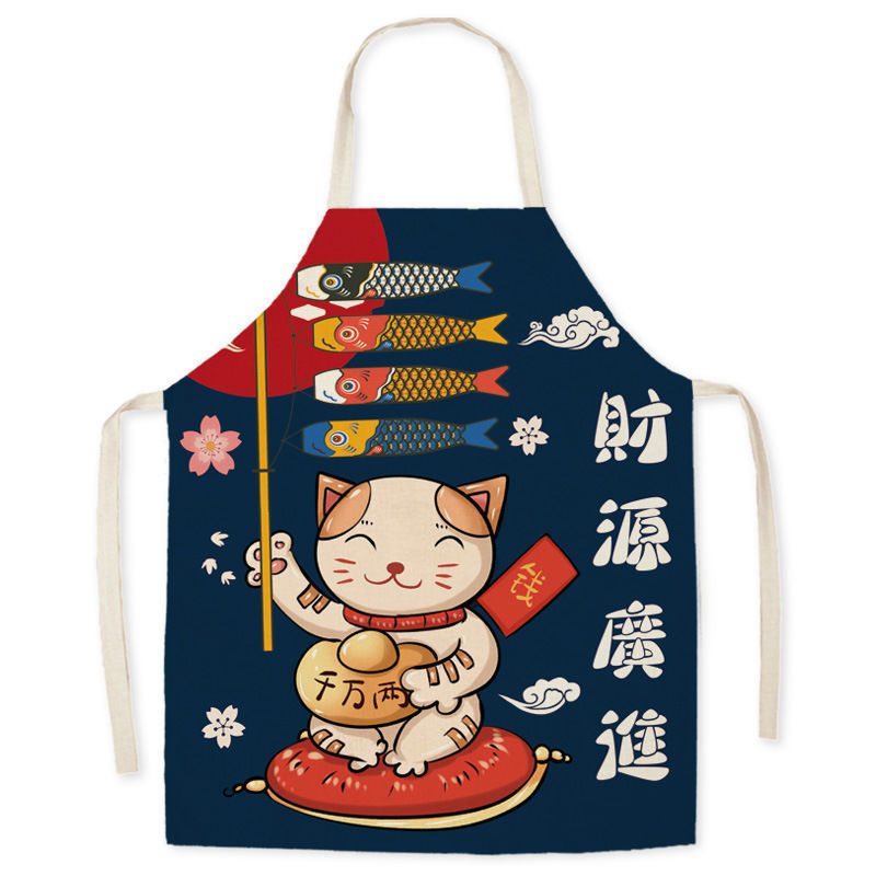 Waterproof Apron Beckoning Cat Adult Gown For Cooking