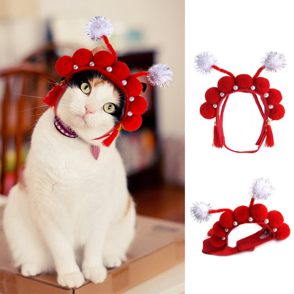 Pet Headgear Cute Cat Teddy Dress Up SUNFLOWER Cat Headdress Wig Cat Headgear Hat