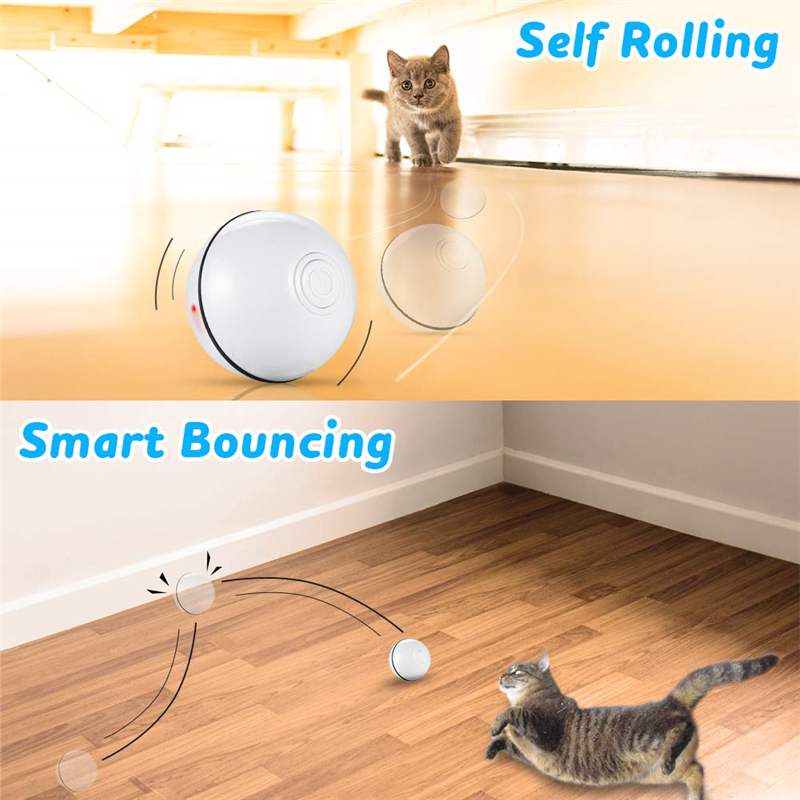 Smart Interactive Pet Toy Ball Automatic Rolling USB Rechargeable Led Light Pet Toy Training Home Cat Toy Glowing Balls