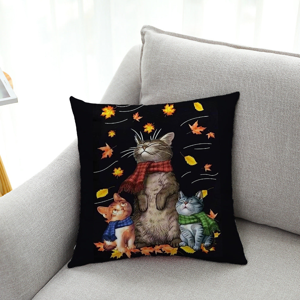 Cat Series Cotton And Linen Automobile Pillow Cover