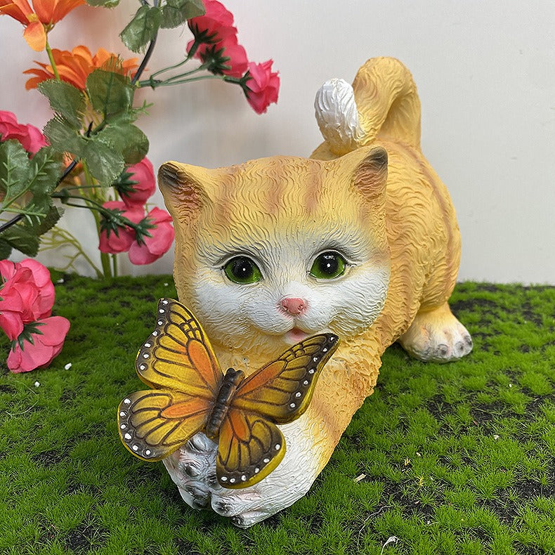 Solar resin lamp outdoor cat butterfly decorative ornaments