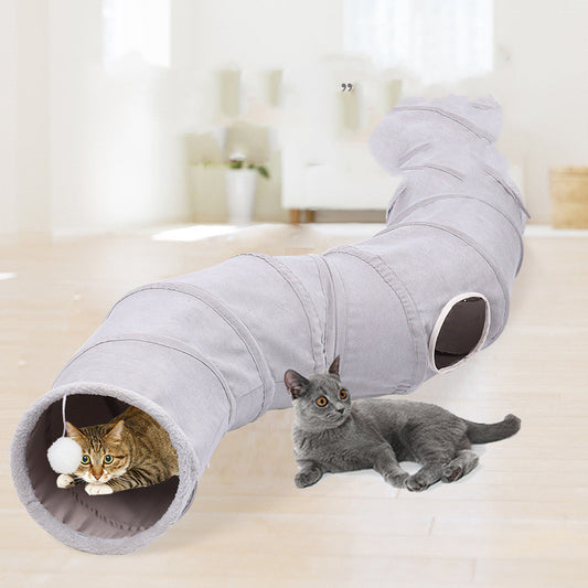 Suede S-type Cat Tunnel Toy Foldable Channel