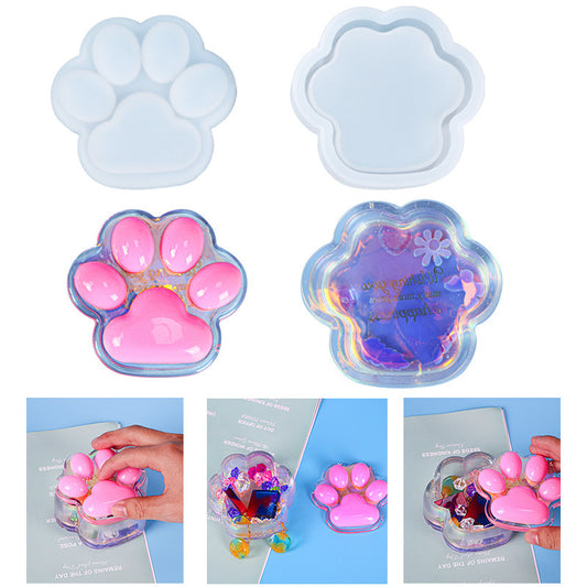 Triumphant Diy Glue Mold Cat Claw Storage Box Silicone Mold Amazon New Product Mirror Jewelry Crystal