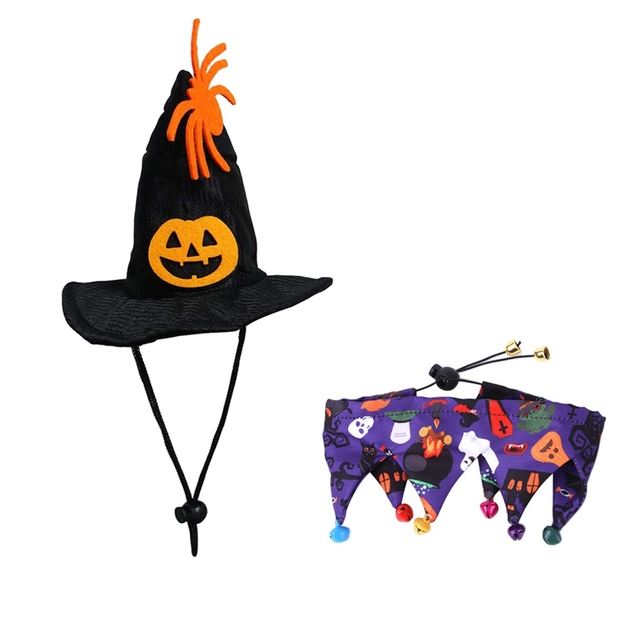 Halloween Hat Scarf Set Skull Pattern Cat Cape Hat Set Decorations