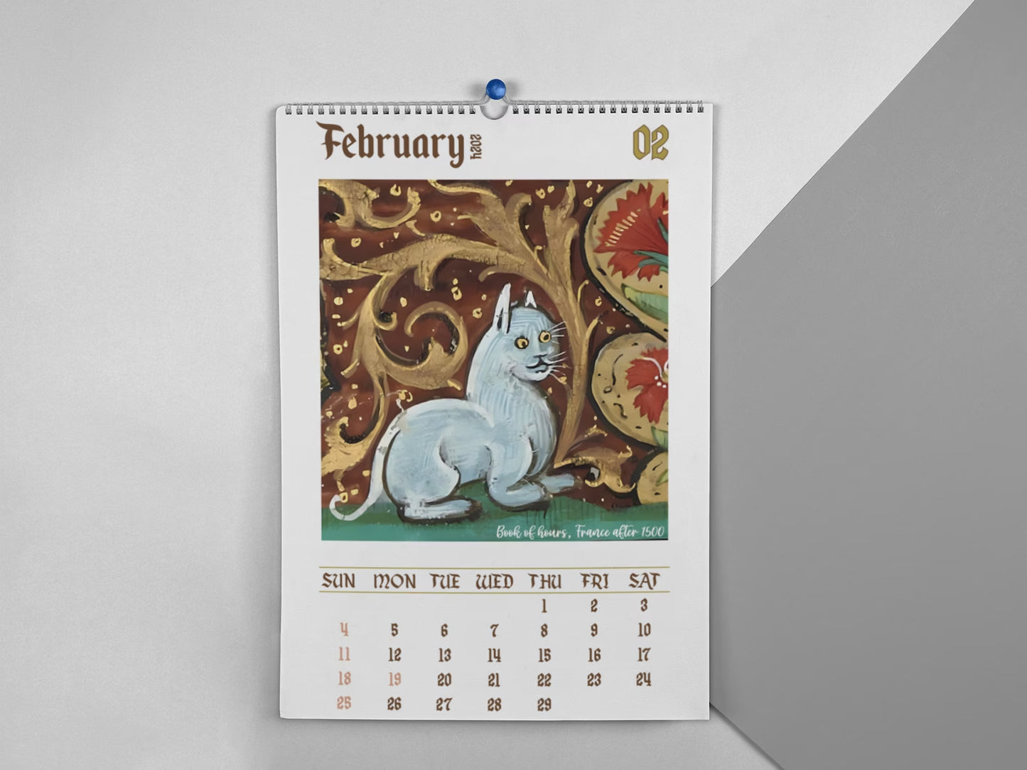 Funny Medieval Cat Paintings Wall Calendar