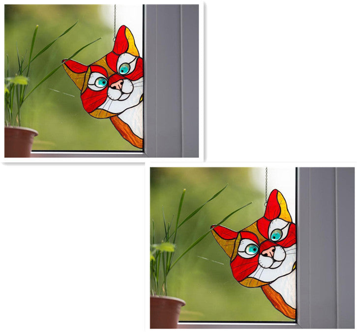 Stained Glass Cat Window Hanger Decoration