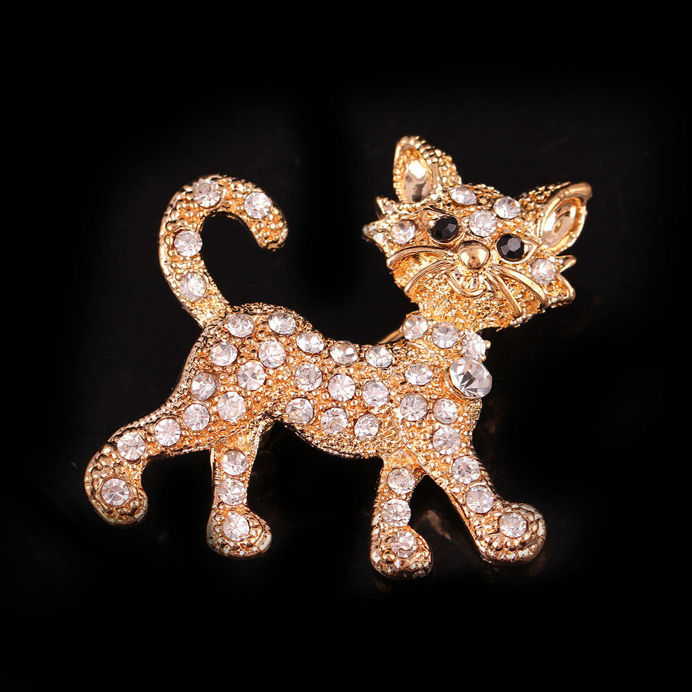 Fashion Jewelry Gold Cute Cat Brooches Garment Accessories Animal Pin Birthday Gift