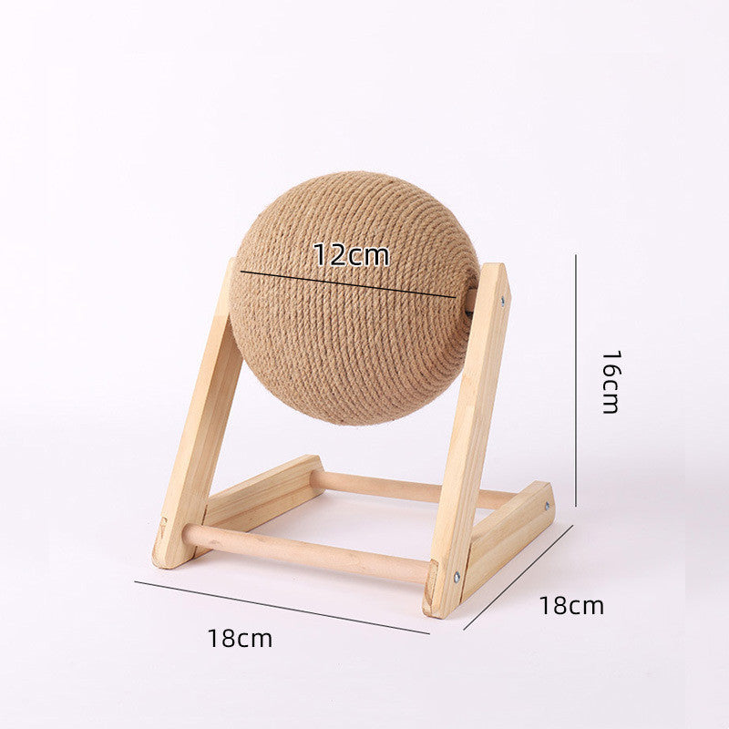 Cat Scratcher Sisal Rope Ball Cat Scratching Post Wood Stand Anti-Scratch Toy For Cats