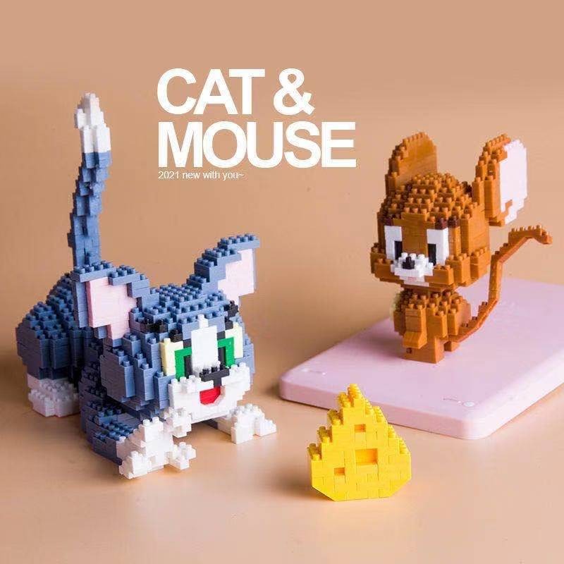 Cat And Mouse Micro-Particle Assembly Blocks Compatible With Lego Creative Ornaments Children's Educational Toys