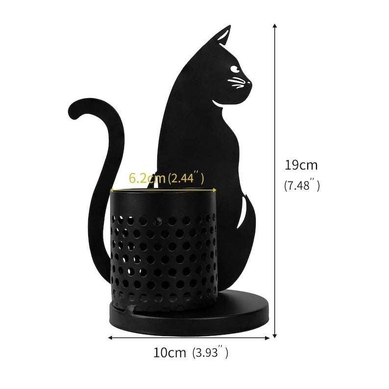 Black Metal Cat Squirrel Pen Holder