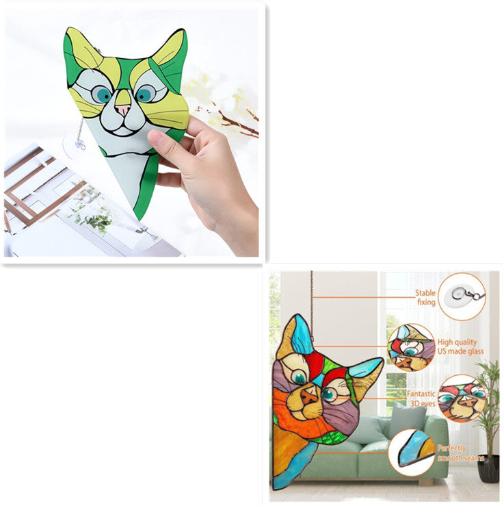 Stained Glass Cat Window Hanger Decoration