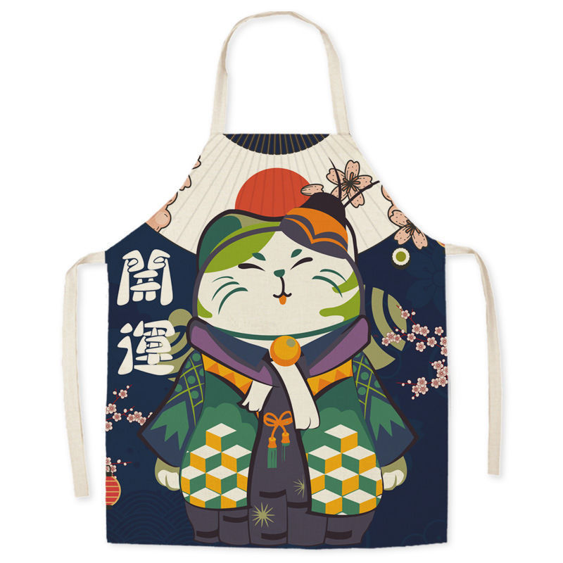 Waterproof Apron Beckoning Cat Adult Gown For Cooking