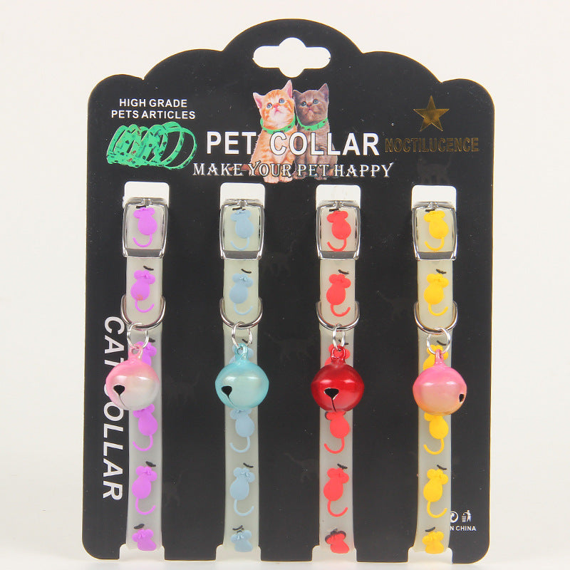 Pet Collars Cat Luminous Bell Collars Adjustable Rubber Luminous Cat Walking Supplies