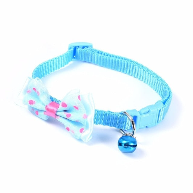 2pcs Bowknot Design Nylon Cat Collars adjustable Necklace Cat Harness With Bell For Pet Small Animal Pets Supplies