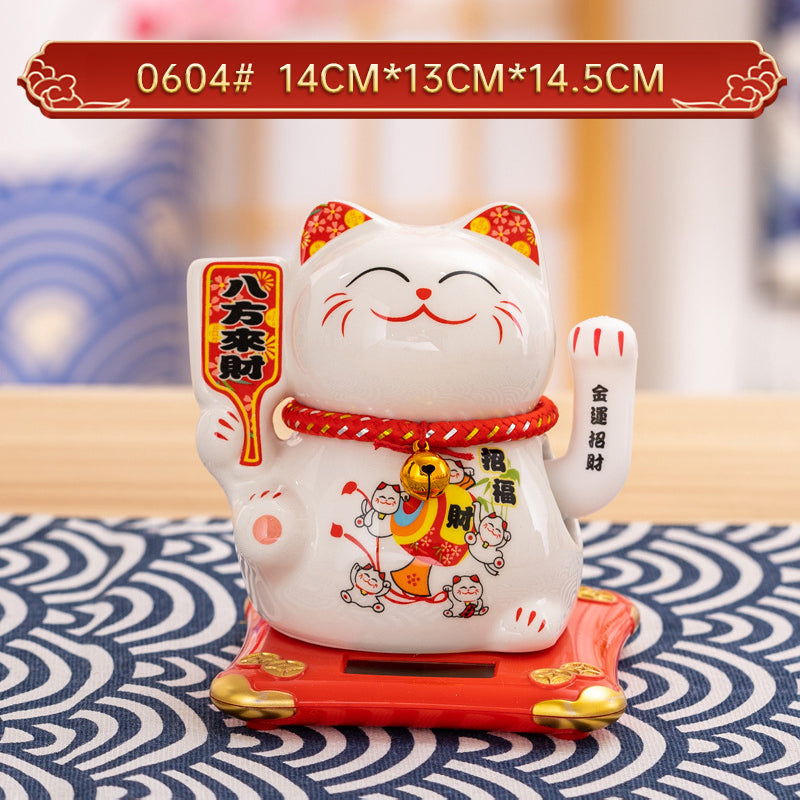 Home Chinese solar lucky cat store gifts can shake hands annual meeting gifts casual car small ornaments decorative crafts