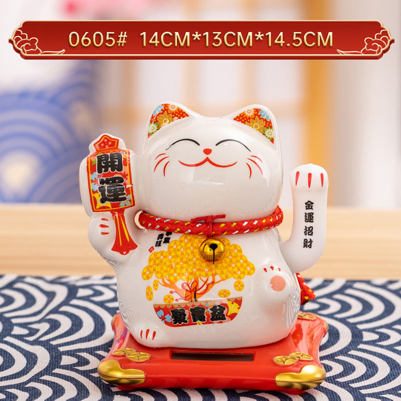 Home Chinese solar lucky cat store gifts can shake hands annual meeting gifts casual car small ornaments decorative crafts