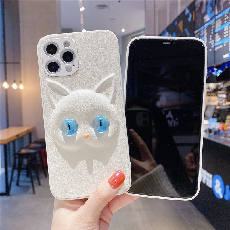 Three-dimensional Cartoon Cat Phone Case With 3D Eyes