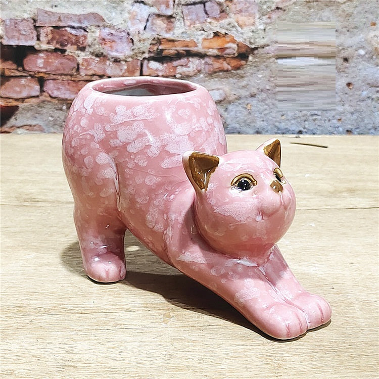 Cartoon Cute Cat Ceramic Succulent Small Flower Pot