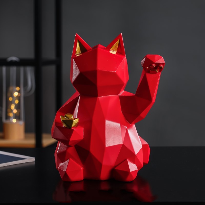 Creative geometric lucky cat ornaments