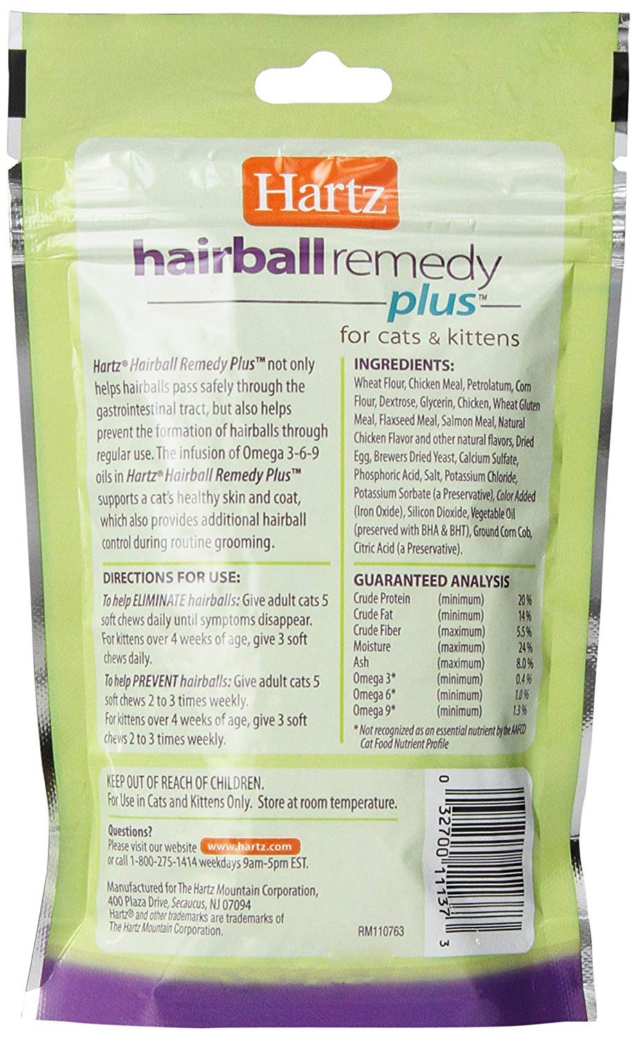 Hartz Hairball Remedy Plus Chicken Flavored Soft Chews for Cats and Kittens