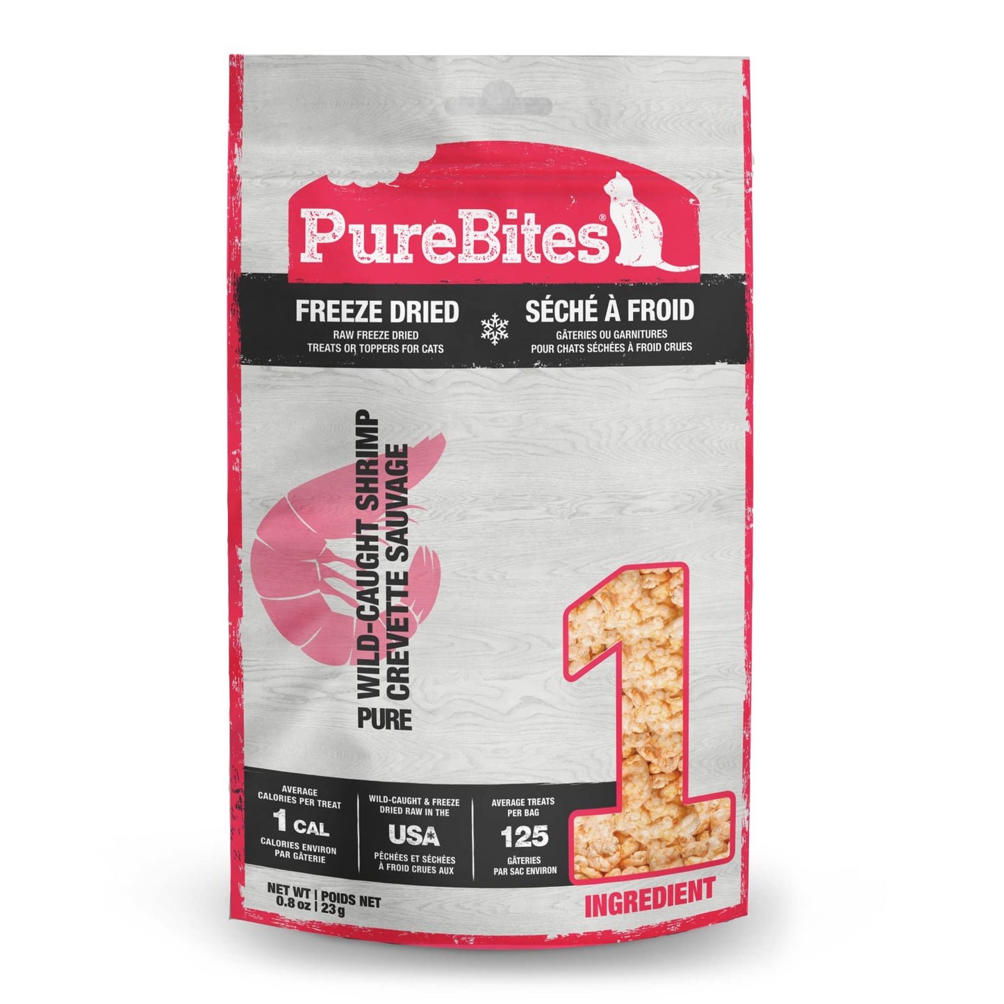 PureBites Shrimp Freeze Dried Cat Treats, 1 Ingredient, Made in USA, 0.8oz