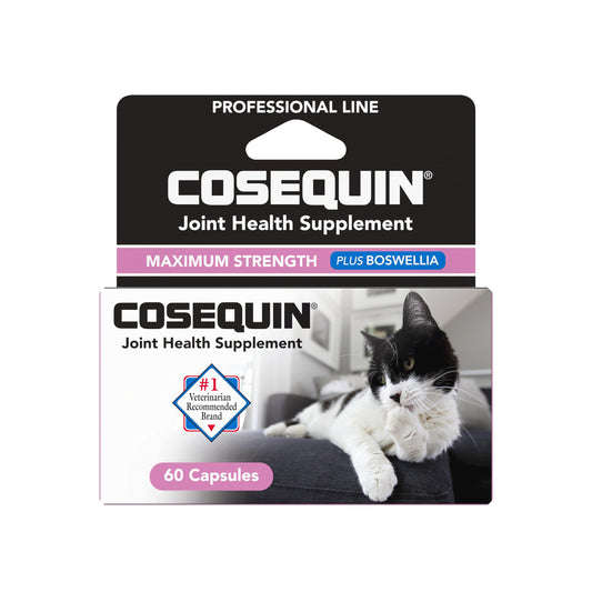 Nutramax Laboratories Cosequin® for Cats Maximum Strength PLUS Boswellia Capsules - Professional Line,Beige,60 Count (Pack of 1)