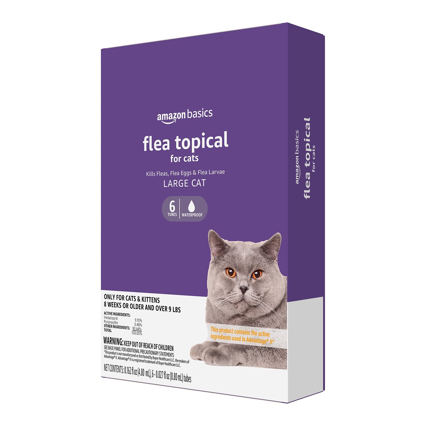 Amazon Basics Cat Flea Treatment, Topical Solution for Large Cats Over 9 Pounds, 6 Count