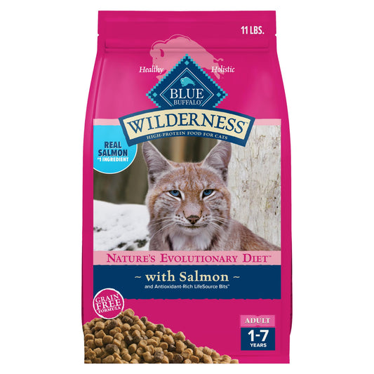 Blue Buffalo Wilderness Natural High Protein Grain Free Salmon Dry Food for Adult Cats 11 lbs.