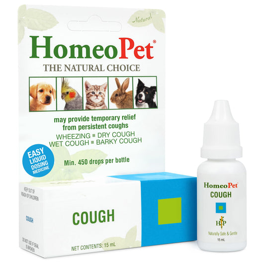 HomeoPet Cough, Gentle Natural Cough Medicine for Dogs, Cats, and Small Pets, Cat and Dog Cough Medicine, 15 Milliliters