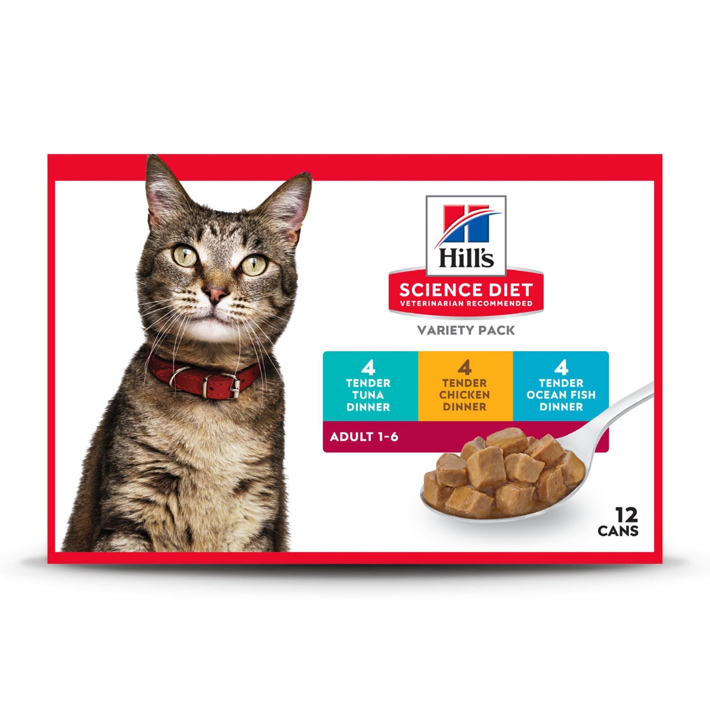 Hill's Science Diet Adult 1-6 Premium Nutrition, Wet Cat Food, Variety Case: Tuna; Chicken; Ocean Fish Stew, 5.5 oz Cans Variety Pack, Case of 12