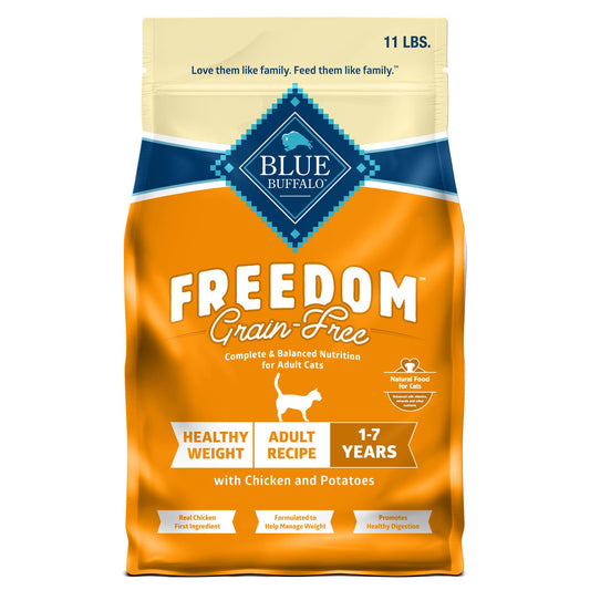 Blue Buffalo Freedom Grain-Free Adult Weight Control Dry Cat Food, Complete & Balanced Nutrition for Indoor Cats, Chicken Recipe, 11-lb. Bag