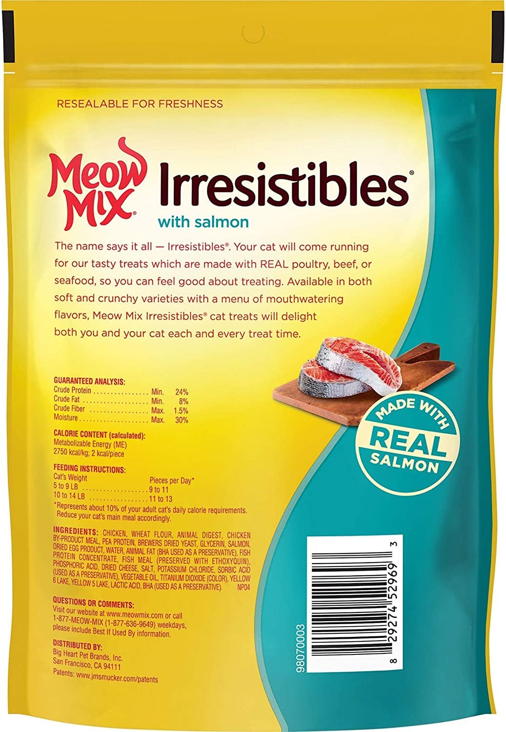 Meow Mix Irresistibles Soft Cat Treats, Salmon, 3 Ounce (Pack of 5)