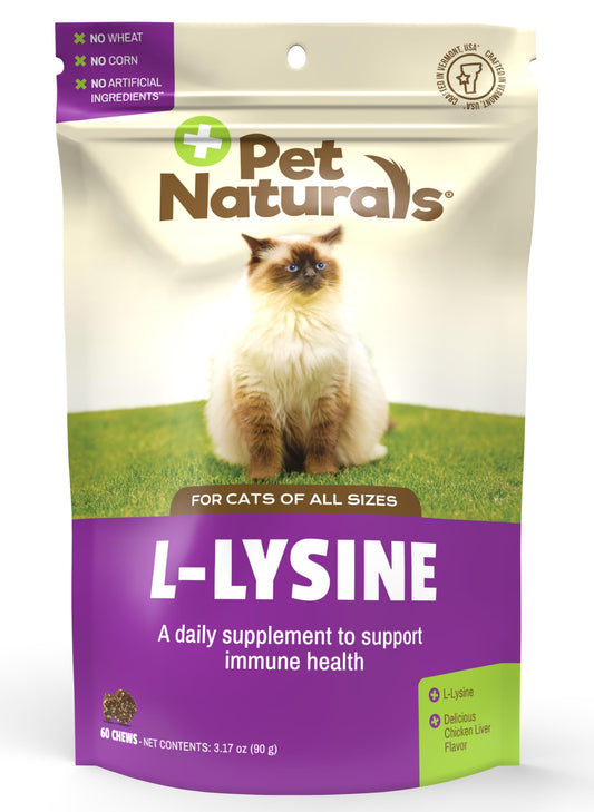 Pet Naturals Lysine for Cats, Chicken Flavor, 60 Chews - Immune and Respiratory Support for Cats - No Wheat or Corn - Vet Recommended