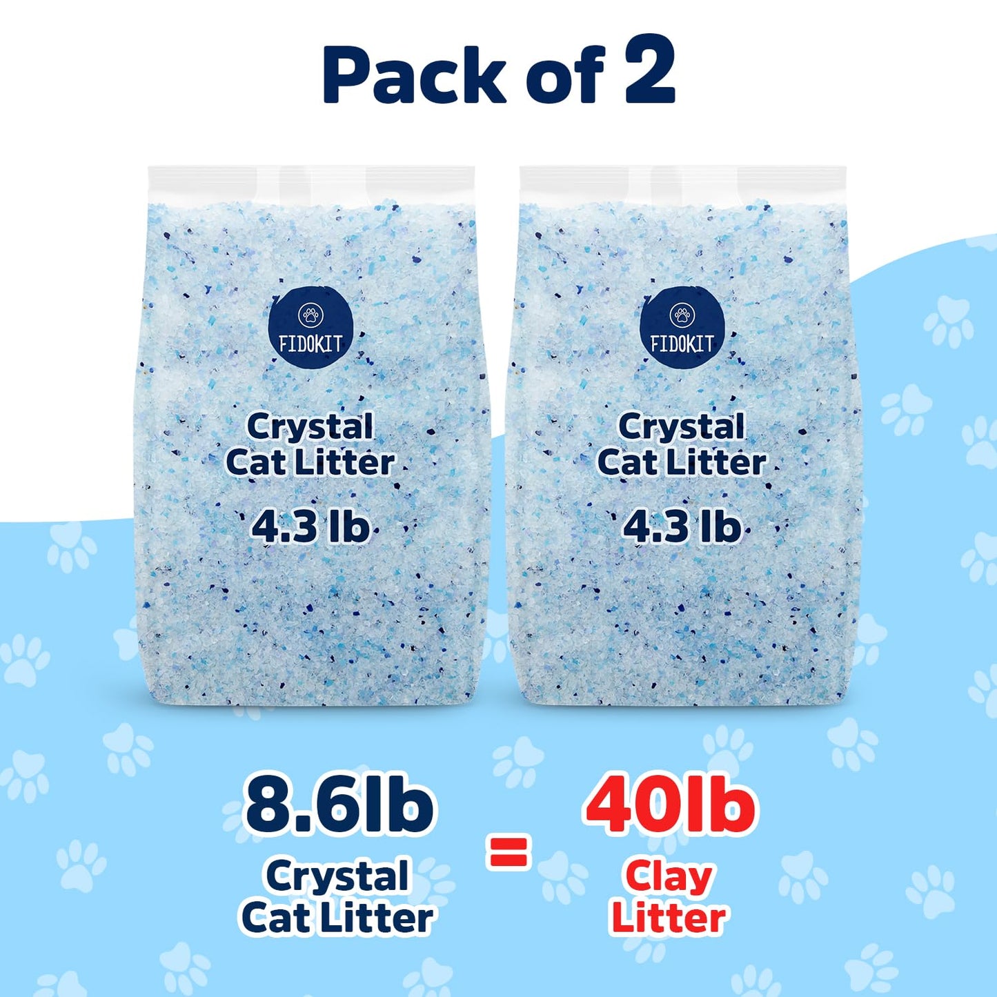 Crystal Cat Litter, Superior Cat Litter Crystals for Odor Control, Perfect for ScoopFree Cat Litter Boxes, 2 Bags of Crystal Litter 4.3LB Each, Total of 8.6LB