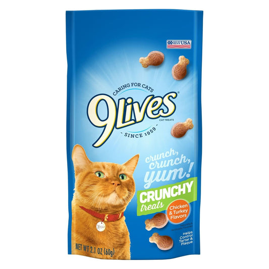 9Lives Crunchy Cat Treats, Chicken & Turkey Flavored, 2.1 oz. Bag, 12 Count