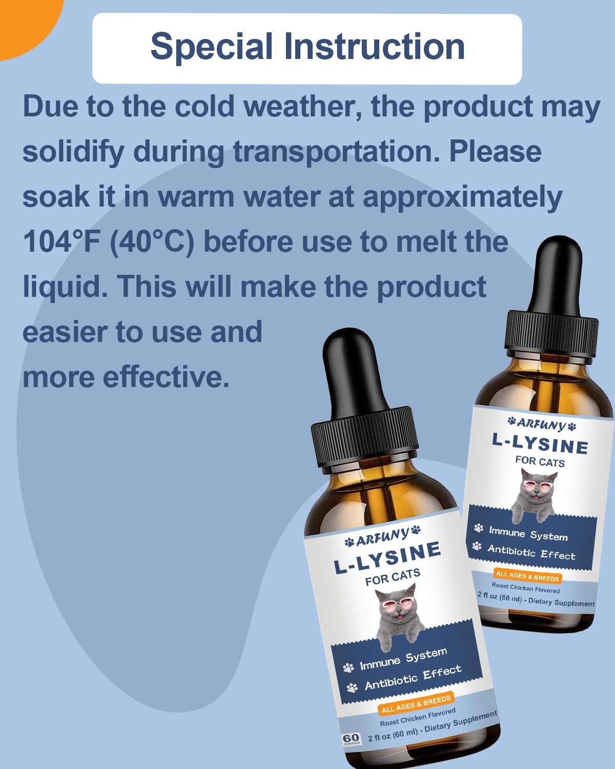 L-ysine Supplement for Cats - Immune Support - 60ML Lysine for Feline Respiratory, Sneezing, Runny Nose, Eye Function - Natural Cat Antibiotic Drops - Roast Chicken Flavor