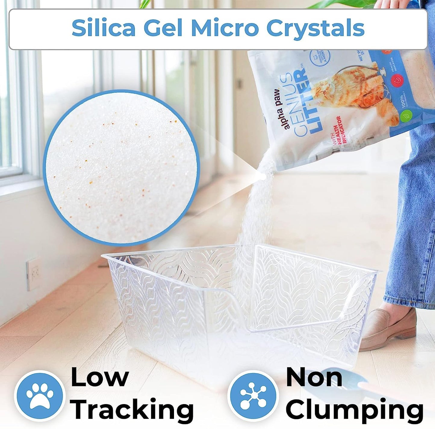 Genius Litter Health Indicating Cat Litter with Non-Clumping Lightweight Color Changing Silica Gel Crystals As Seen on Shark Tank, Non Clumping, Super Absorbent Odor Control (1 Bag (6lb))