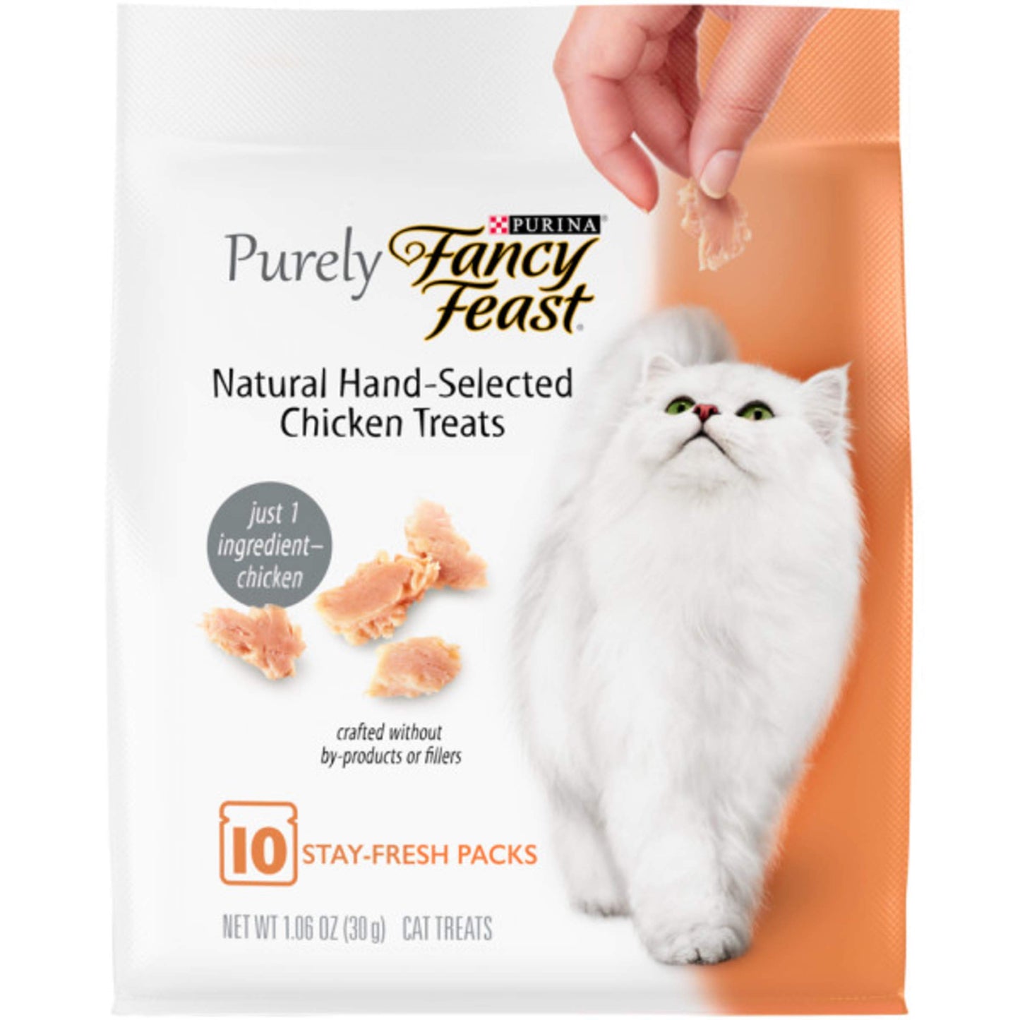 Purina Fancy Feast Natural Cat Treats, Purely Natural Hand-Selected Chicken - (Pack of 5) 10 ct. Pouches