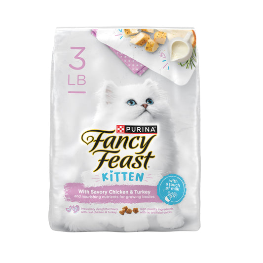 Fancy Feast Purina Kitten with Savory Chicken and Turkey Kitten Dry Food - 3 lb. Bag