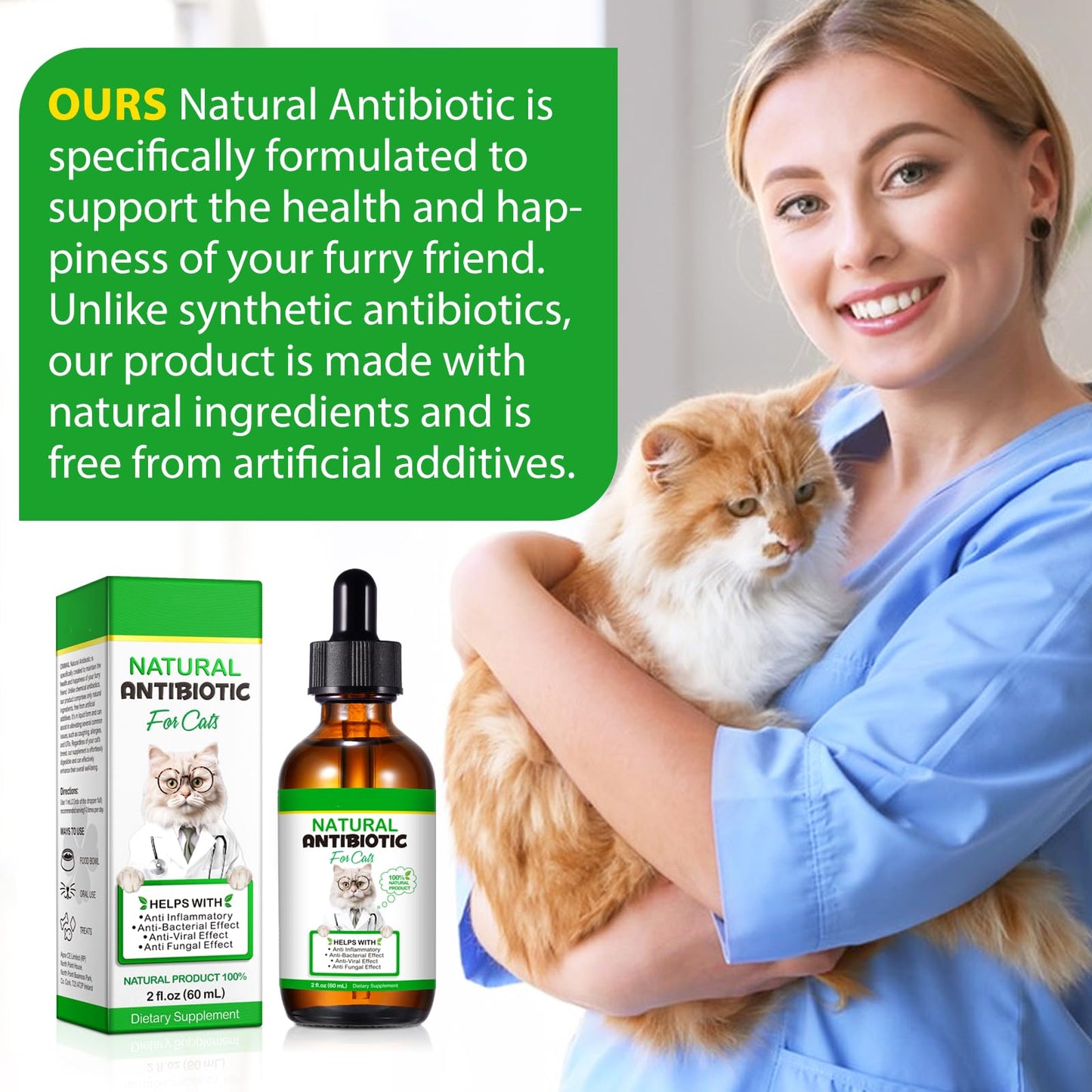 Cat Antibiotics, Antibiotics for Cats, Natural Cat Antibiotics, Cat Antibiotics Multivitamin, Cat Herbal Supplements 60ml