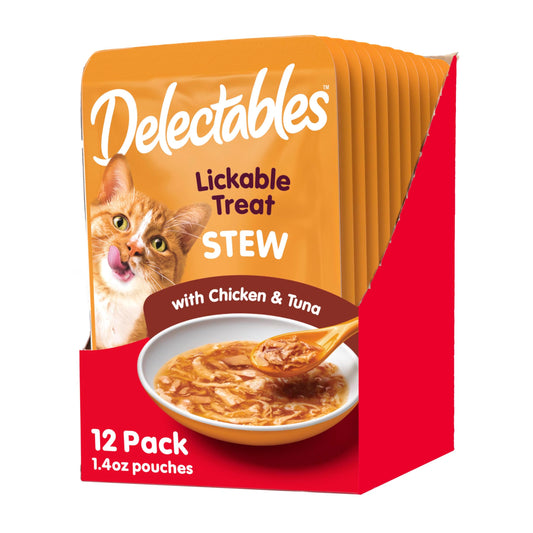 Hartz Delectables Stew Lickable Wet Cat Treats for Adult & Senior Cats, Chicken & Tuna, 1.4 Ounce (Pack of 12)